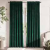 jinchan Emerald Green Velvet Blackout Curtains 84 Inch Long Living Room Curtains for Bedroom Thermal Insulated Room Darkening Drapes Soft Luxury Sun Blocking Single Panel Curtain Rod Pocket, 1 Panel