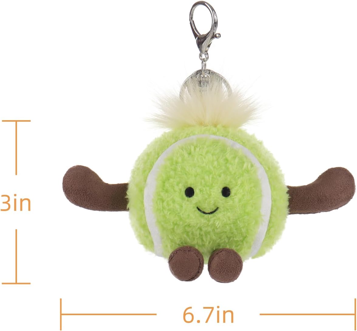 Apricot Lamb Tennis Cute Keychain, Soft Stuffed Plush Toy Keyring for Kids' Backpack, Purse, 3 Inches - Image 6