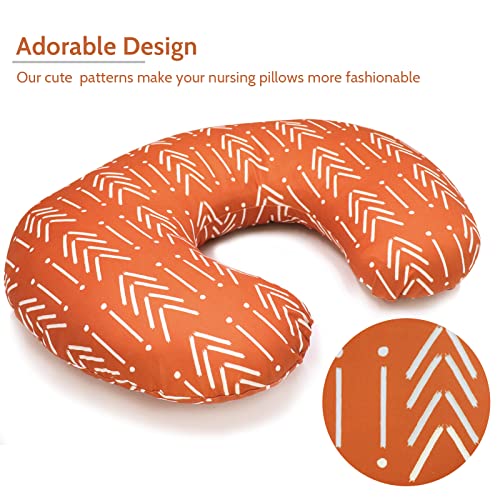 Baby Nursing Pillow Cover, Breastfeeding Pillow Cover Boys Girls, Nursing Pillow Case For Newborn, Soft Fabric Fits Snug On Infant, Washable & Breathable, Vintage Orange #TOP1