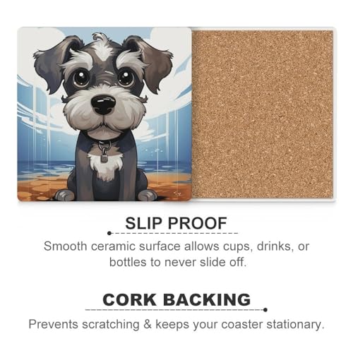 Dessous de verre Schnauzer absorbant pour stopper les taches et rayures de table - 7