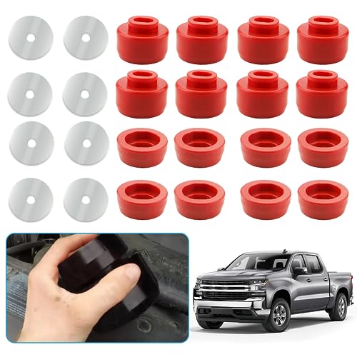 Body and Cab Mount Bushing Kit for 1999-2014 Chevy Silverado & Sierra 1500/2500 2WD/4WD Polyurethane Body Cab Mounts Replace 7-141, red