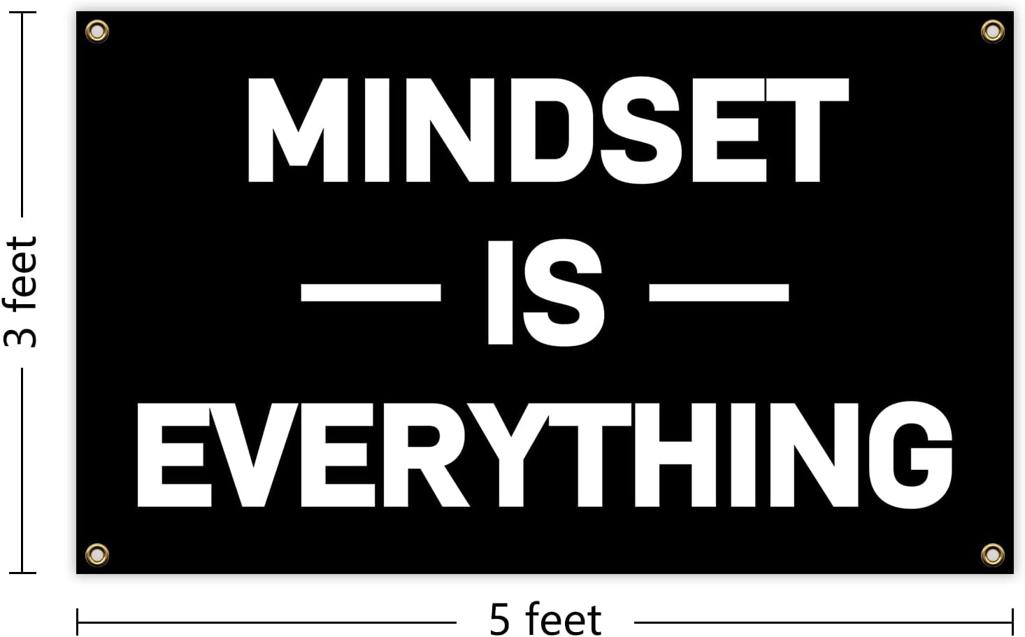 Mindset Is Everything Slogan Flag 3x5 Feet with 4 Brass Washers for College Dorm Study bedroom Man Cave Office Bedroom Wall Decor Challenge Mindset Learn Flag image 2