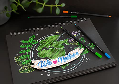 FABER-CASTELL - zestaw kredek Black Edition, 50 sztuk, w kartonowym etui | Wspaniałe kredki do jasnego i ciemnego papier