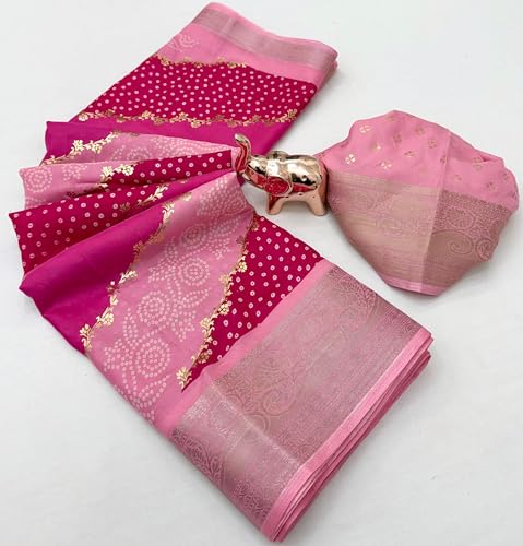 Image of Kalamkari Floral Prints Dola Silk Saree With Rich Zari Border Designer Pallu Attach Blouse Piece