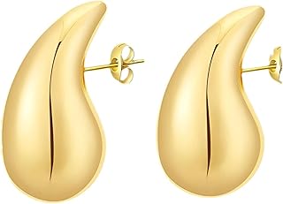 Waterdrop Earrings - Chunky Gold Open Hoops, Hypoallergenic Lightweight Earrings with Hollow Design, Perfect for Women’s Elegant and Trendy Looks
