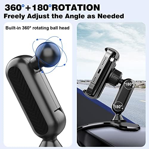 Car Phone Mount Holder Clamp 360° Rotation, Multifunction Dashboard Rearview Mirror Sun Visor Cell Phone Holder for Car for 4.7-7.2 inch Smartphones and GPS