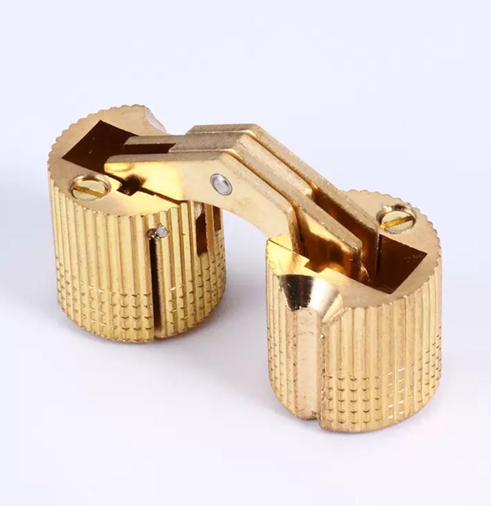 5/8" / 16mm Hidden Brass Barrel Hinge, 180° Opening Angle Concealed Furniture Hinges for DIY Jewelry & Decorative Boxes, Handmade Craft (8 Pack)