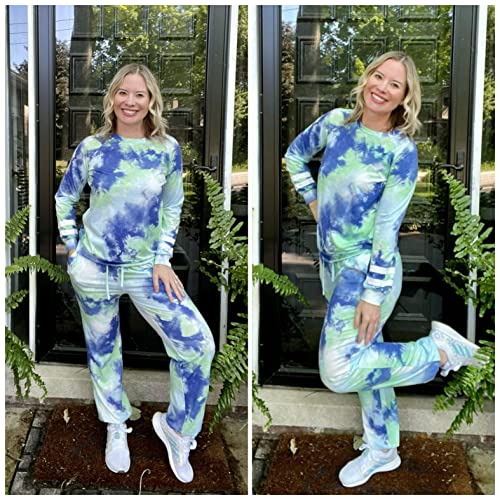 Ekouaer Sweatsuits For Women 2 Pieces Womens Pajama Set Long Sleeve Sleepwear Tops With Pants Tie Dye Prints Pajama Sets #TOP2