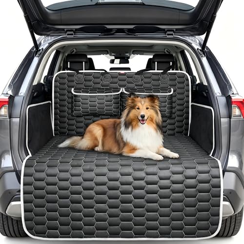 Oasser Protection Coffre Voiture Chien Housse de Protection Couverture de Coffre Imperméable et Antidérapant, 2 Grandes Poches, 185 x 102cm