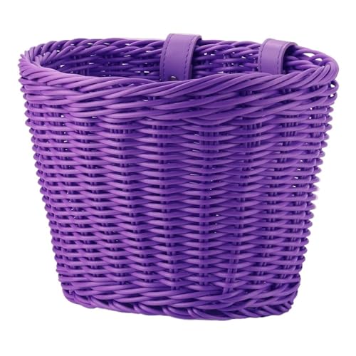 Panier de vélo pour enfants en rotin tissé à la main pour guidon avant