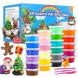 QMAY 24 Colores Air Dry Clay, Arcilla de Modelado Ultraligero, Magic Clay Artist Studio Toy, Arcilla y Masa de Modelado no txico, Arte Creativo DIY Crafts, Regalo para nios