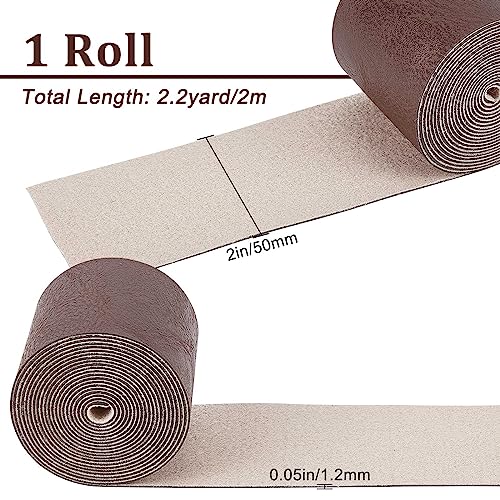 GORGECRAFT 79" x 2" Dark Brown Faux Grain Buffalo Leather Strip 1.2mm Thick Flat Pu Leather Strap Matte Synthetic Leather Cord Single Sided Synthetic Leather Supplies for Craft Projects Jewelry Boxes - Image 2