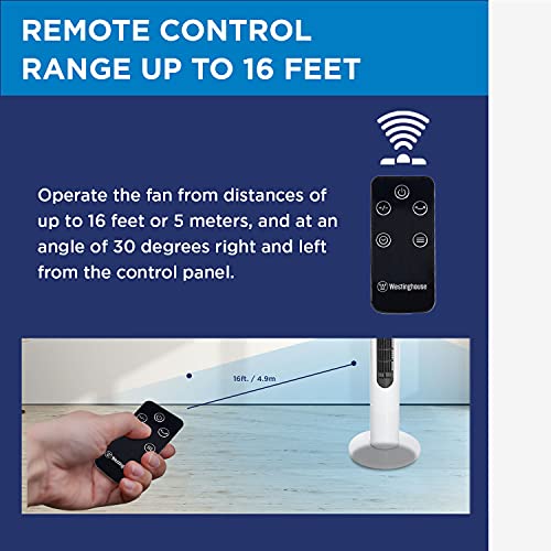 Westinghouse 42'' Tower Fan With Remote And Digital Control Panel - 80° Oscillating Function - With Led Multicolored Display #TOP2