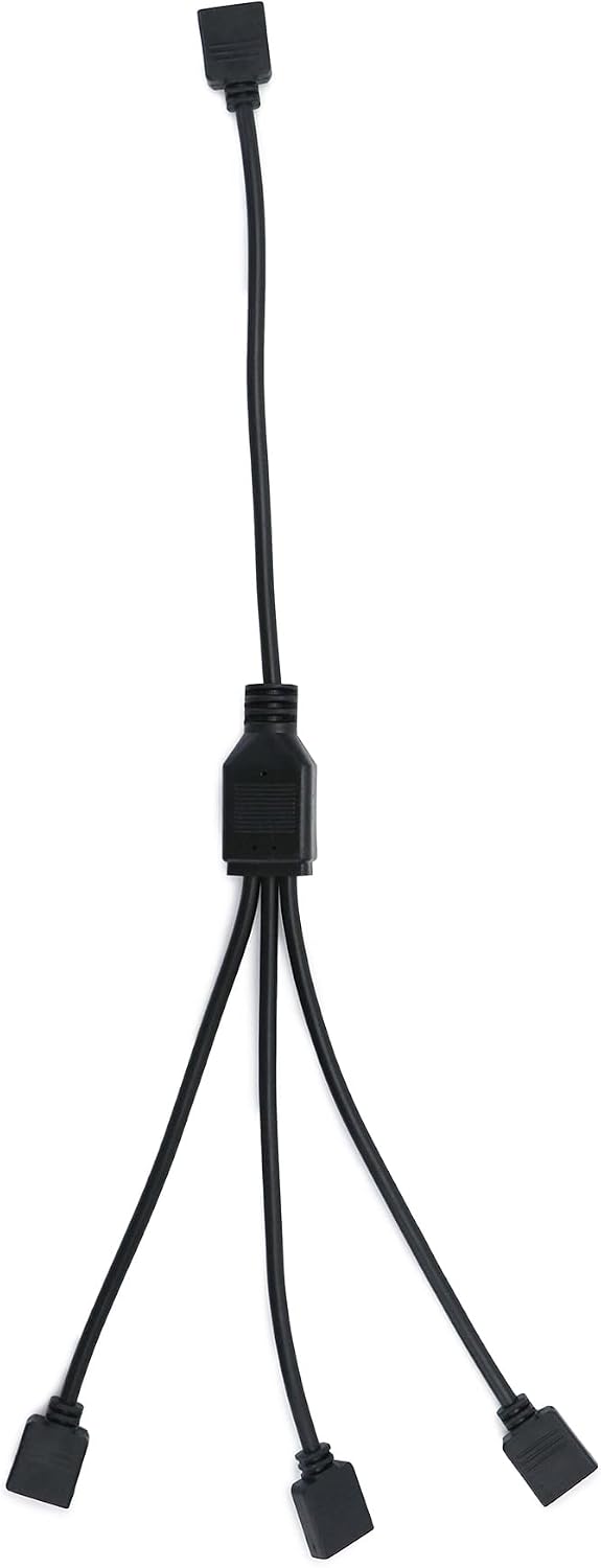 QWORK ARGB Splitter Cable, 4 Pack 118" 5V 3 Pin Addressable RGB Splitter Extension Cable, 1-to-4 Female to Female, 1 Socket to 3 Plugs for CPU Coolers and 5 V ARGB Fans