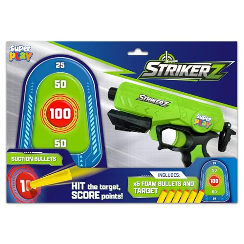 Image of Superplay Strikerz Gun - Foam Bullet Blaster, Gun with 6 Suction Bullets,