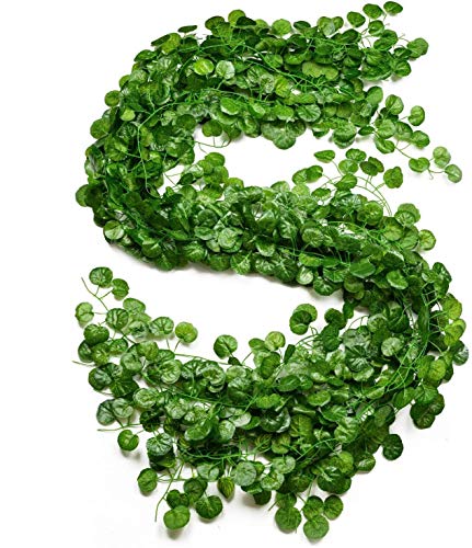 DearHouse Girlande mit 12 Strängen, künstliche Ranken, Kunstseide, grüne Blätter, hängende Pflanzen, für Hochzeit, Hintergrund, Bogen, Wand, Dschungel, Party, Tisch, Büro, Dekoration Cover