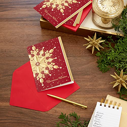 Hallmark 5XPX2315 Boxed Holiday Cards, Red And Gold Snowflake thumb #1