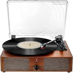 Vinyl Record Player Bluetooth Vintage 3-Speed Portable Turntables with Built-in Speakers, Belt-Driven LP Player Support USB Input AUX-in RCA Line Out - Les Beatles, Paul McCartney, John Lennon, RIngo Starr, George Harrison
