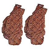 Ameble Filete 2 Piezas de Juguete de Carne simulada de PVC, Modelo de Carne de Ternera Asada Artificial para restaurantes, hoteles, decoración de Mesa para el hogar, 2, 8x6 Pulgadas.