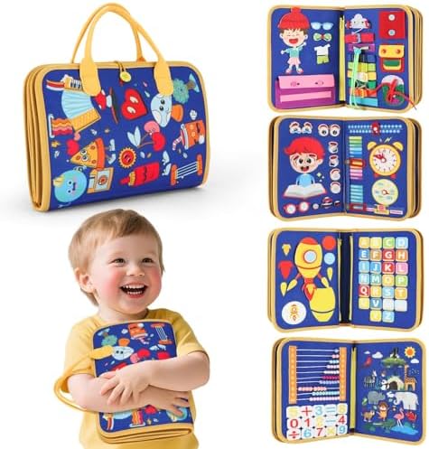 Montessori Busy Book for Toddlers Age 3-5, 12-in-1 Toddler Learning Activities, Preschool Educational Sensory Toys, Travel Airplane Car Toy , Fine Motor Skills Book, Birthday Gift for Boys Girls Montessori Busy Book for Toddlers Age 3-5, 12-in-1 Toddler Learning Activities, Preschool Educational Sensory Toys, Travel Airplane Car Toy , Fine Motor Skills Book, Birthday Gift for Boys Girls