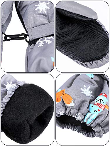 Syhood 3 Pairs Kids Mittens, Children Winter Waterproof Gloves, Ski Warm Thick Gloves, Cold Weather Snow Mittens For Boys Girls (Navy Blue, Black, Gray,1-3T) #TOP4