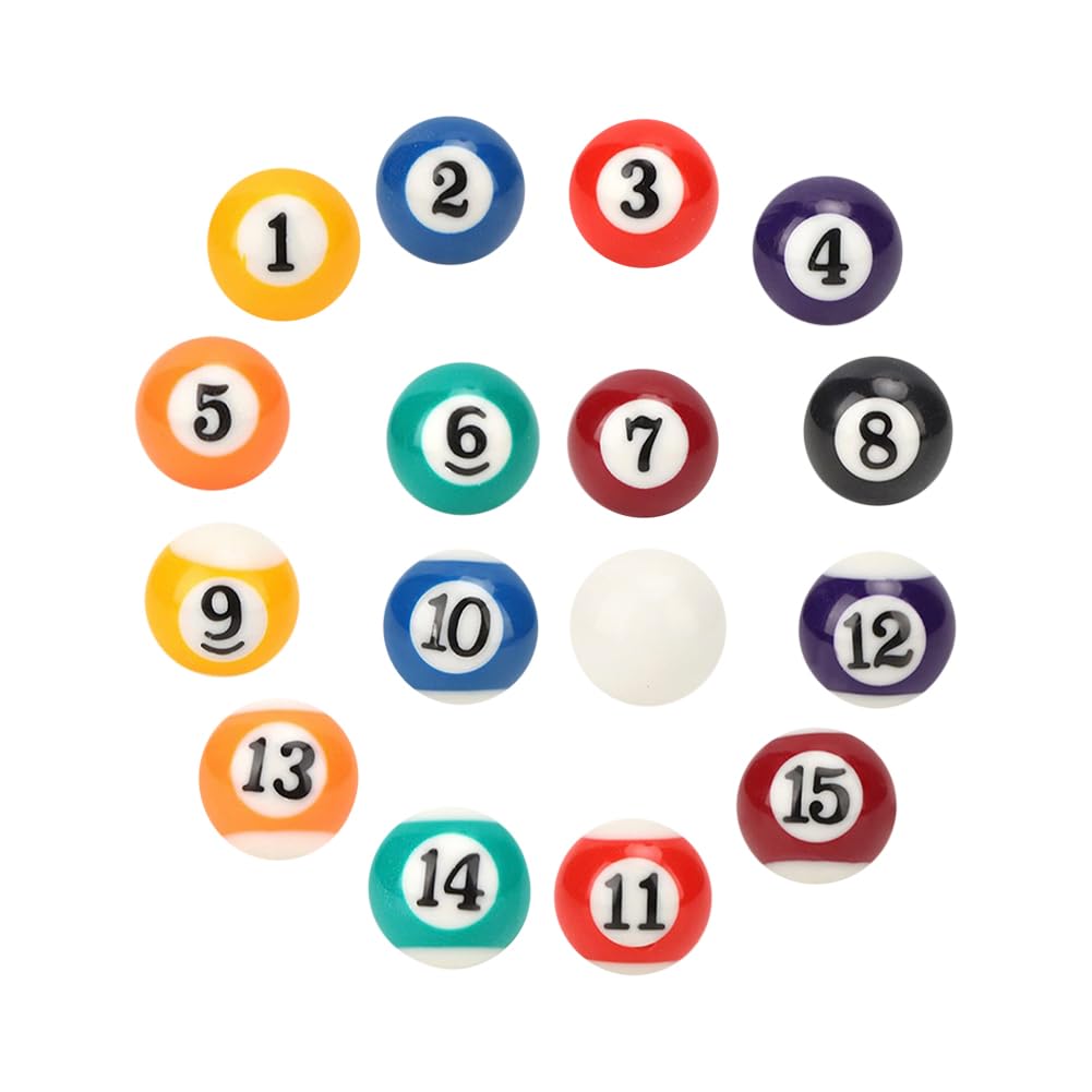 JIHUOO Lot de 16 mini boules de billard en résine pour billard