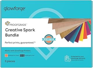 Creative Spark Bundle - 6 Sheets - 1 Sheet Each of Laser-Ready 8x12 Red, Green and Black Acrylic, 8x12 Plywood, and 6x12 Ash and Poplar Hardwood for Cutting and Engraving Projects