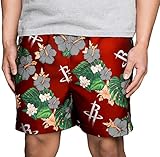FOCO NBA Houston Rockets Mens Team Logo Floral Hawaiian Swim Suit Trunks, Team Color, M/ 30' - 32'