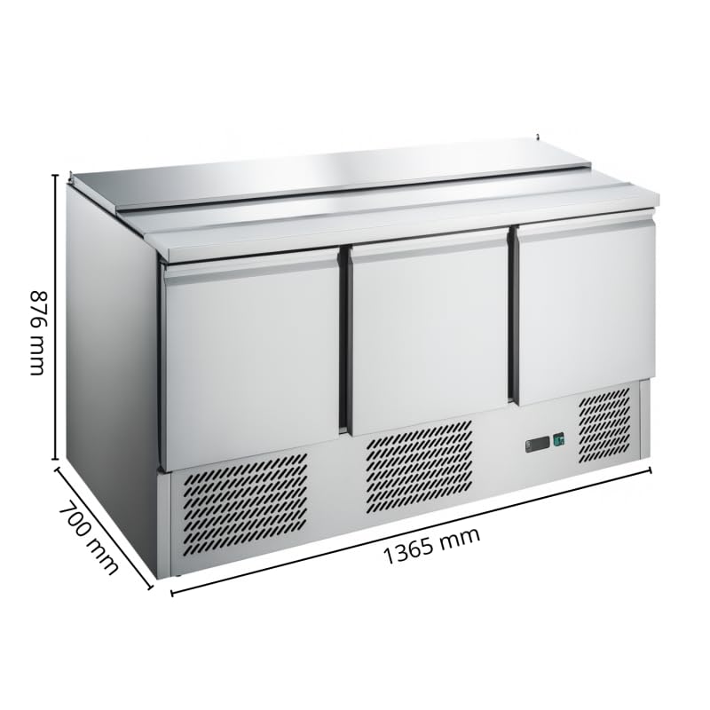 Genérico Saladette Refrigerado 3 Puertas Plan Telescópico - 368 L - GN 1/1 - Frío Ventilado - R290