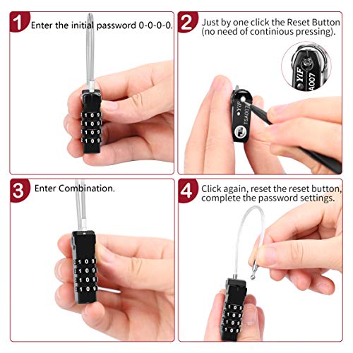 Tsa Approved Luggage Locks With Steel Cable 4 Digit Combination Lock With Inspection Indicator Keyless Padlock For Suitcase Backpack Baggage (2 Pack) #TOP3