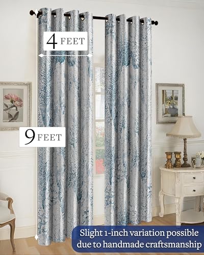 Image of Cloth Fusion Printed 100% Blackout Long Door Curtains 9 Feet Set of 2