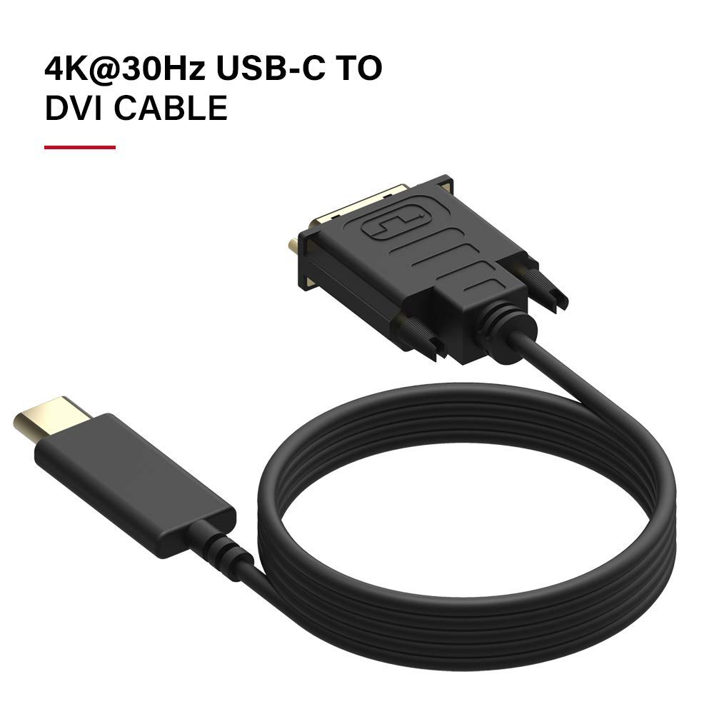 Upgrow, Cavo da USB-C a DVI, 4K a 30 Hz, da Thunderbolt a DVI, USB tipo C a DVI femmina, 1,8 m, compatibile con per MacBook Pro 2017-2020, Surface Book 2, Dell XPS 13, Galaxy S10