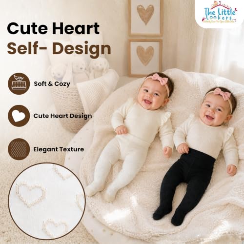 Image of THE LITTLE LOOKERS Baby Tights Thick Toddler Baby Girl Seamless Knit Leggings Thick Solid Cotton Stockings Footed Pants Pantyhose for Years Baby