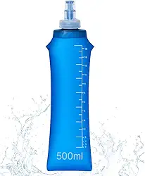Garrafa de Água Dobrável 500ml Corrida Portátil Esportiva Flexível Silicone Bico Antivazamento BPA Free Bike Ciclismo Camping (Azul)