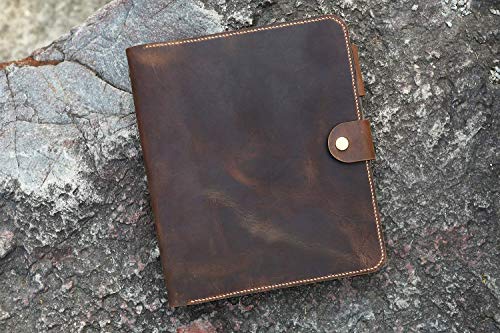 Leather business portfolio 3 ring binder for letter size 3 hole refill paper/leather organizer folder for 8.5 x 11 refillable paper NL05BS - Thumbnail 2