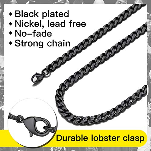 6Mm 316L Stainless Steel Miami Cuban Chains Necklaces Hip Hop Punk Jewelry Black Curb Cuban Link Chain Necklace For Men & Women 20 Inches #TOP4