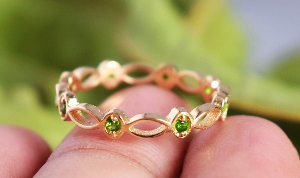 Elegant Design!! Green Chrome Diopside Designer Piece Lightweight 925 Sterling Silver Gold Plated Ring