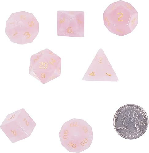 Miniatura 5 de Nupuyai Juego de 7 dados poliédricos de cristal curativo irregular natural y 7 dados poliédricos de cristal para RPG MTG, Piedra