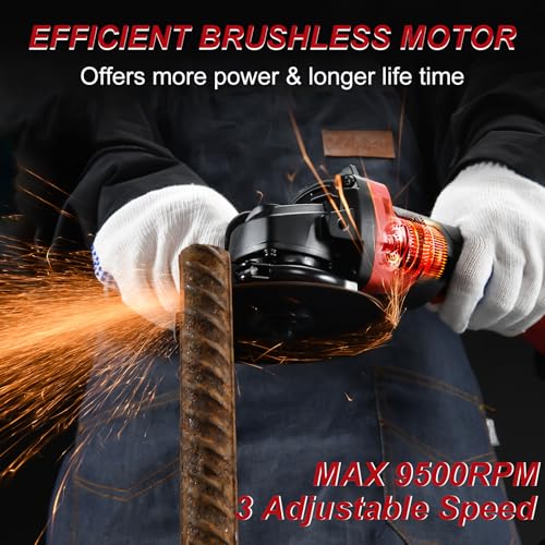 Image of AOBEN 21V Cordless Angle Grinder Tool, 4-1 /2 Inch Power Brushless Cut Off Grinder, Paddle Switch, with 2x4.0Ah Battery & Charger, Electric Handheld Grinder for Metal Cutting, Grinding, Polishing