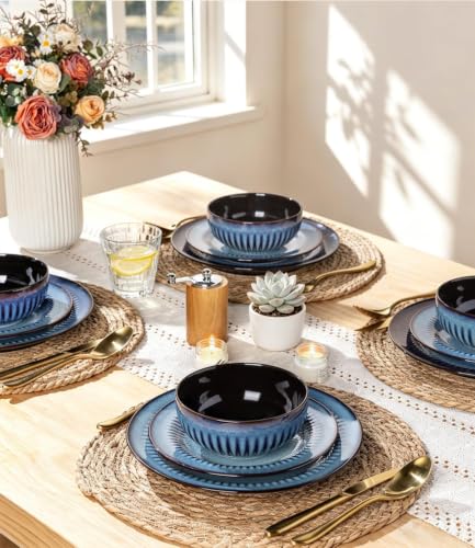 Image of LERATIO Ceramic Dinnerware Sets for 4,12-Pcs Porcelain Plates and Bowls Set