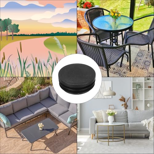 Image of MECCANIXITY 8pcs Round Plastic Hole Plugs, 1 3 /4 Inch (45mm) Black Insert Tubing End Cap for Inserts Chair Leg Glide Furniture Protectors Metal Legs Round Tube