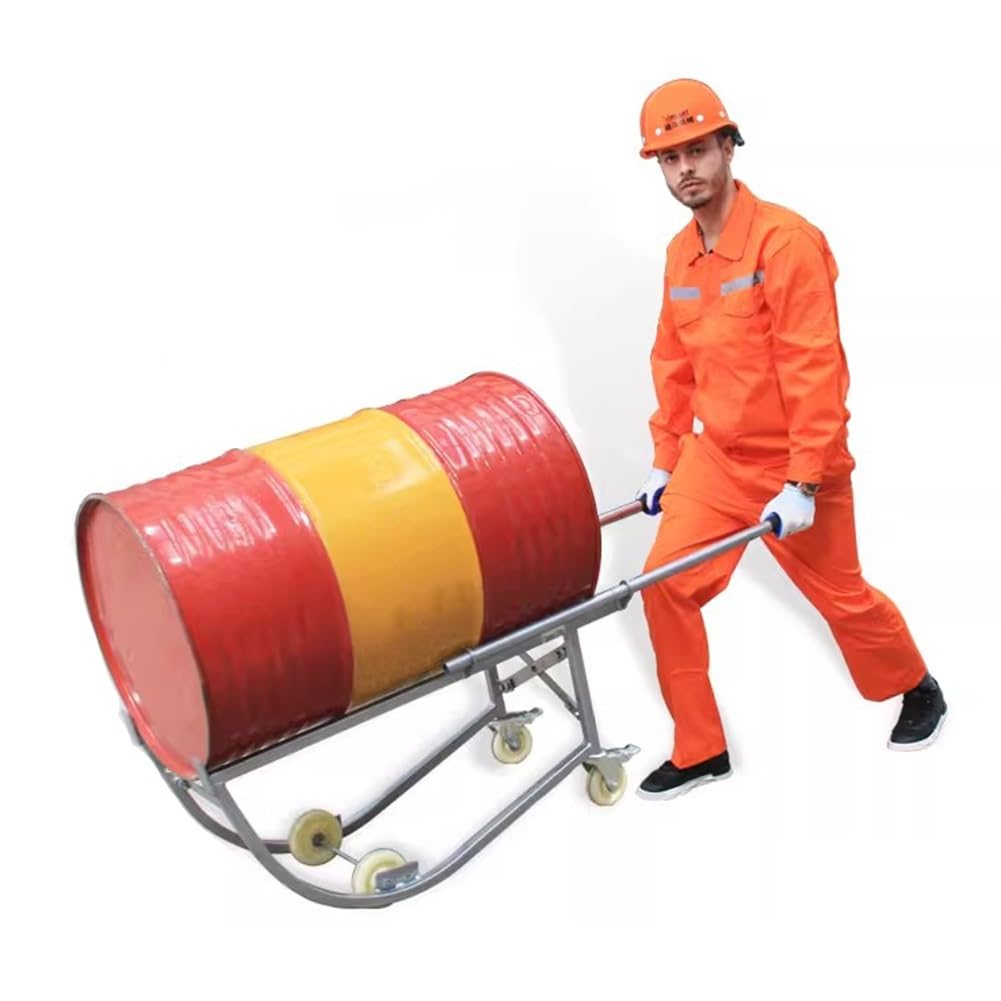 Supporto per fusti da 55 galloni, supporto mobile per la movimentazione di fusti, supporto per fusti in acciaio con ruote, carrello per fusti, facile carico e scarico