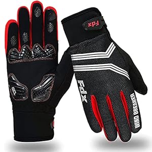 FDX Full Finger Winter Cycling Gloves – Warm Windproof, Mountain Bike Gloves Anti-Slip Padded Palm, Touchscreen, Breathable, Water Resistant MTB Racing and Running Mitts for Men Women