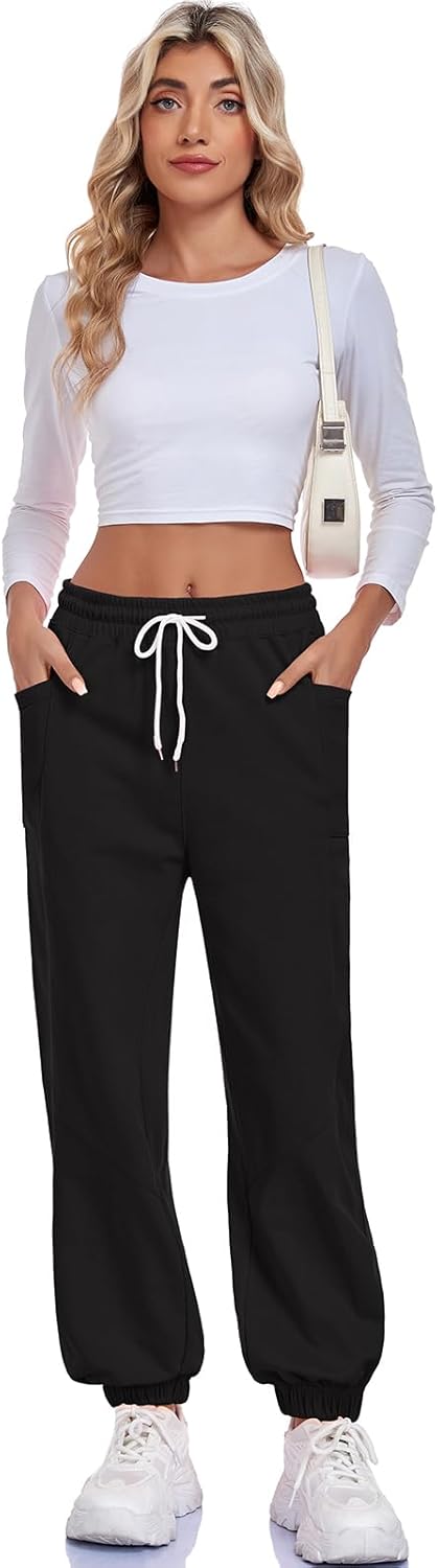 Oymyakon Women Baggy High Waist Sweatpants Comfy Workout Gym Joggers Pants Cotton Lounge Bottoms - Image 2
