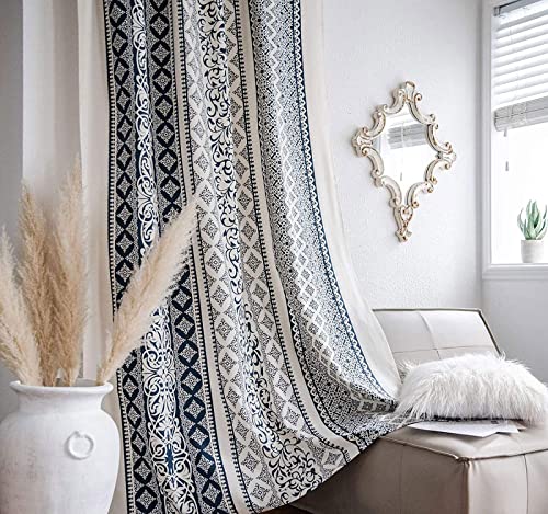 Rideaux de lin vintage Baroque imprimé fleuri perforé 150x280cm - 2