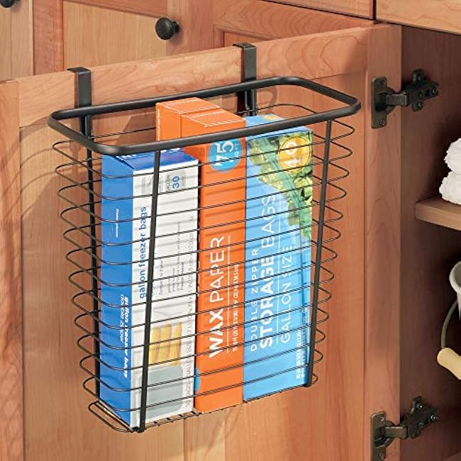 iDesign Steel Over-The-Cabinet Waste Basket or Storage Bin, The Axis Collection, 7.1 x 12.2 x 14.2, Bronze