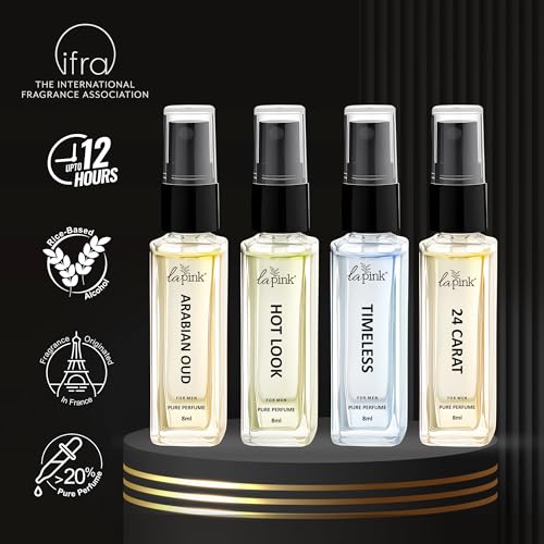 Image of LA PINK Luxury Perfume Valentine Gift Set for Man | 4 Long Lasting Scents, Premium Fragrance Set for Valentine, Birthday, and Anniversary | Ideal Gift for Him | Set of 4 (8ml Each)