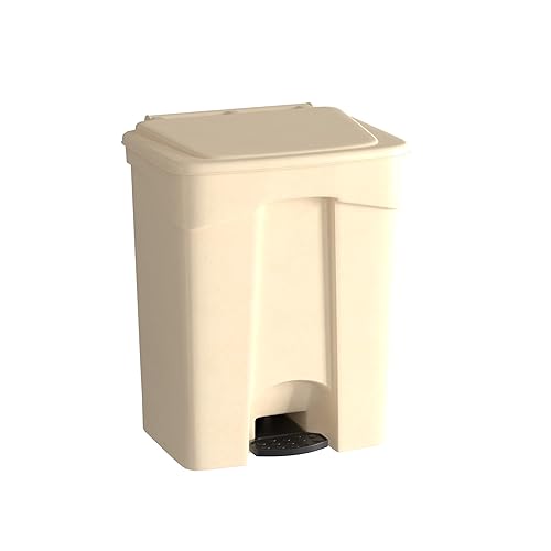 Bote de basura rectangular beige de 72 cuartos de galón18 galones, eliminación manos libres, cubo de basura con pedal de pie