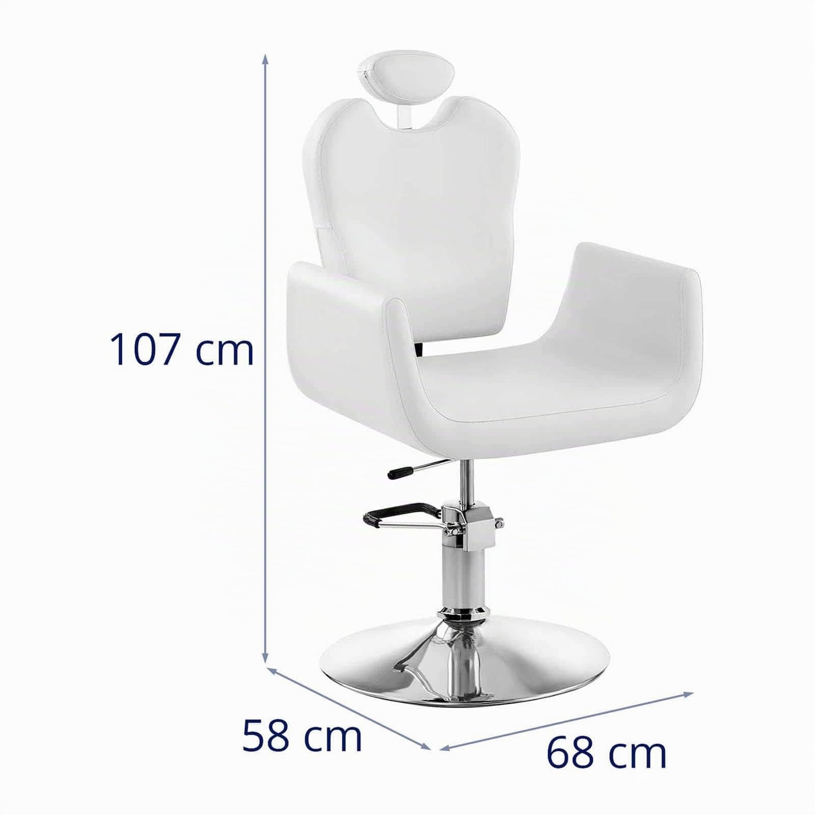 Physa - Friseurstuhl Kosmetikstuhl Livorno White (50 – 60 cm Sitzhöhe, 500 x 430 mm Sitzfläche, ECO-Leder, Stahlgestell, 360° drehbar) Weiß