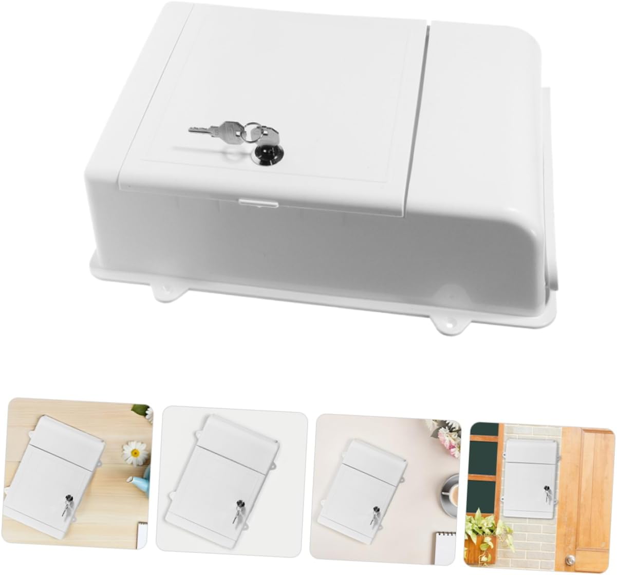 Uonlytech 2Set Wall Mount Mailbox Rainproof Design for Office Community Large Capacity Quick Installation Elegant White Finish for Suggestions Complaints Collection